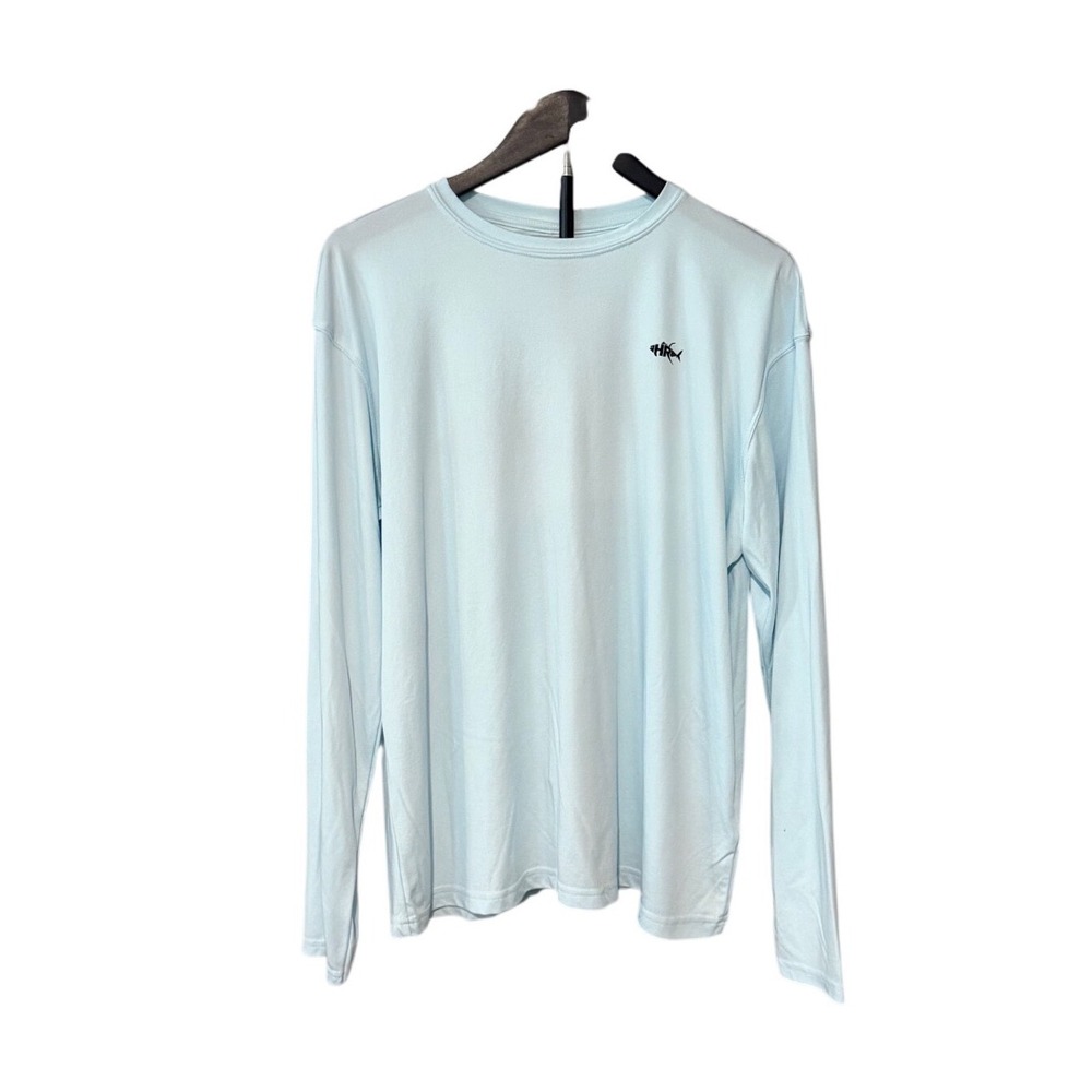 Hook & Tackle Mens Large Blue Performance Fishing Shirt Long Sleeve Graphic Tee